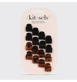Recycled Plastic Mini Classic Claw Clips 16pc - Black & Tort