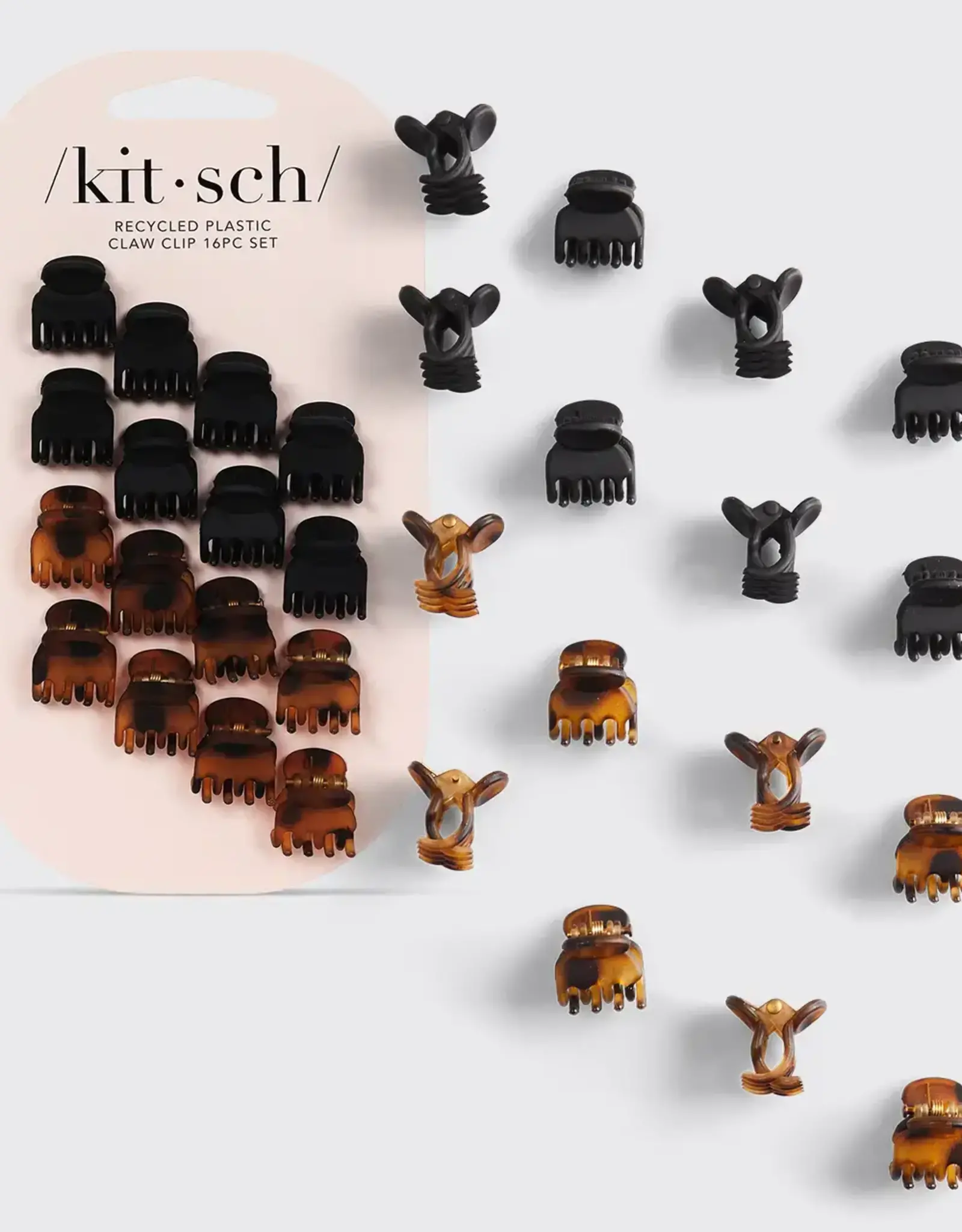 Recycled Plastic Mini Classic Claw Clips 16pc - Black & Tort