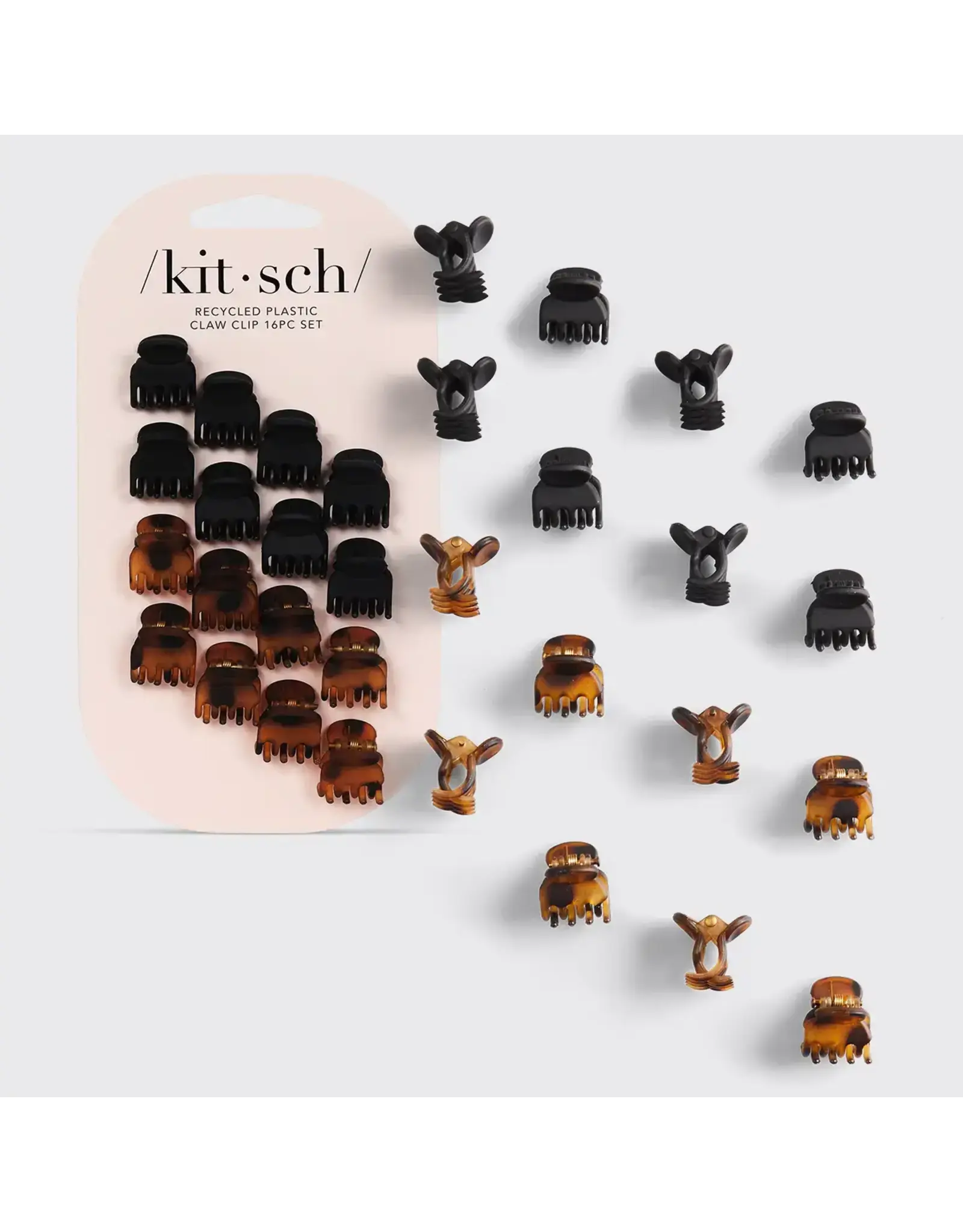 Recycled Plastic Mini Classic Claw Clips 16pc - Black & Tort