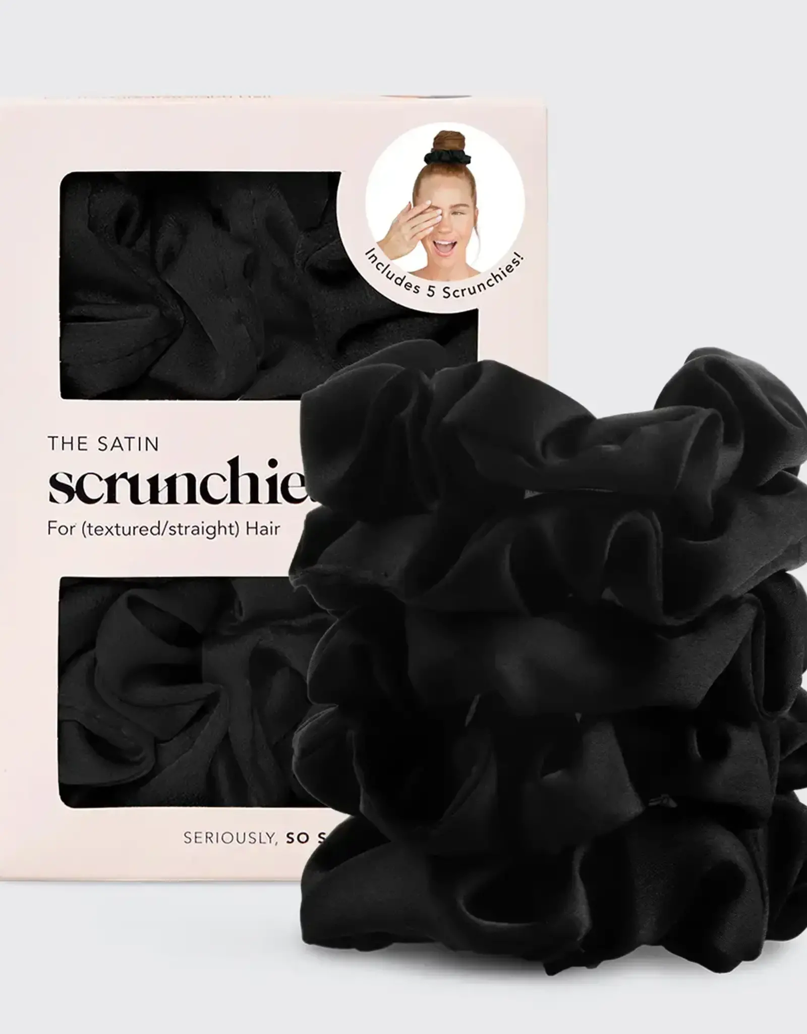 Satin Sleep Scrunchies 5pc - Black