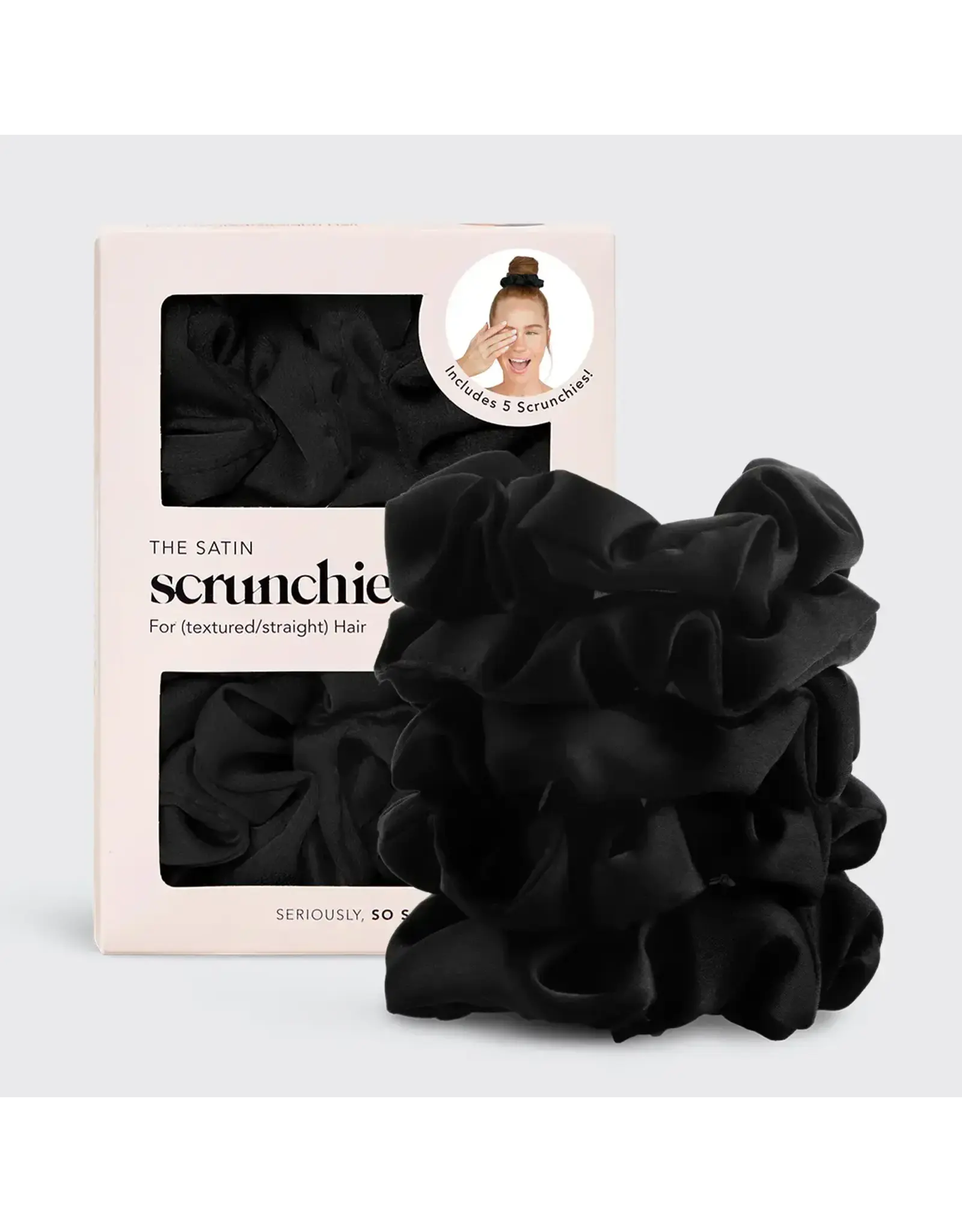 Satin Sleep Scrunchies 5pc - Black