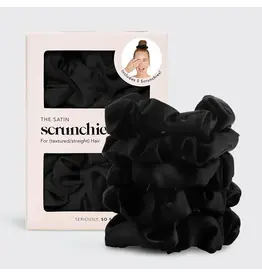 Satin Sleep Scrunchies 5pc - Black