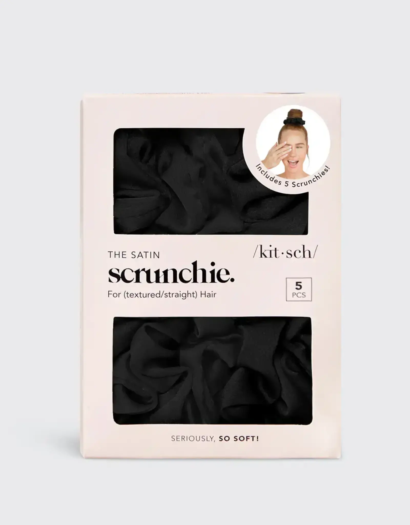 Satin Sleep Scrunchies 5pc - Black