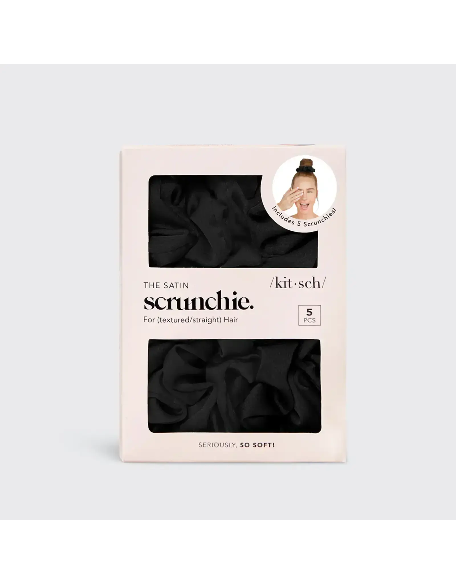 Satin Sleep Scrunchies 5pc - Black