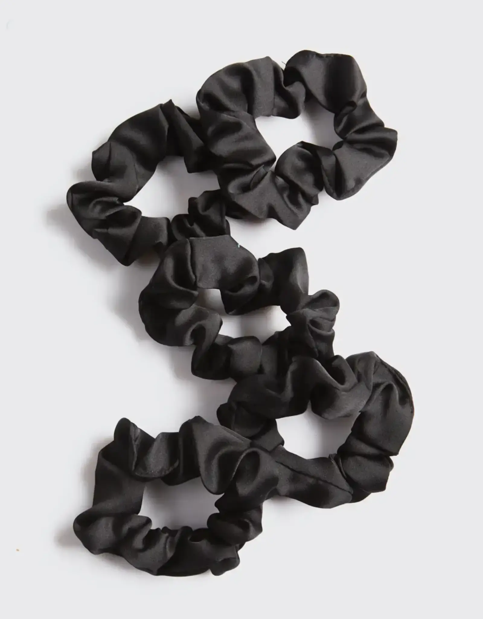 Satin Sleep Scrunchies 5pc - Black