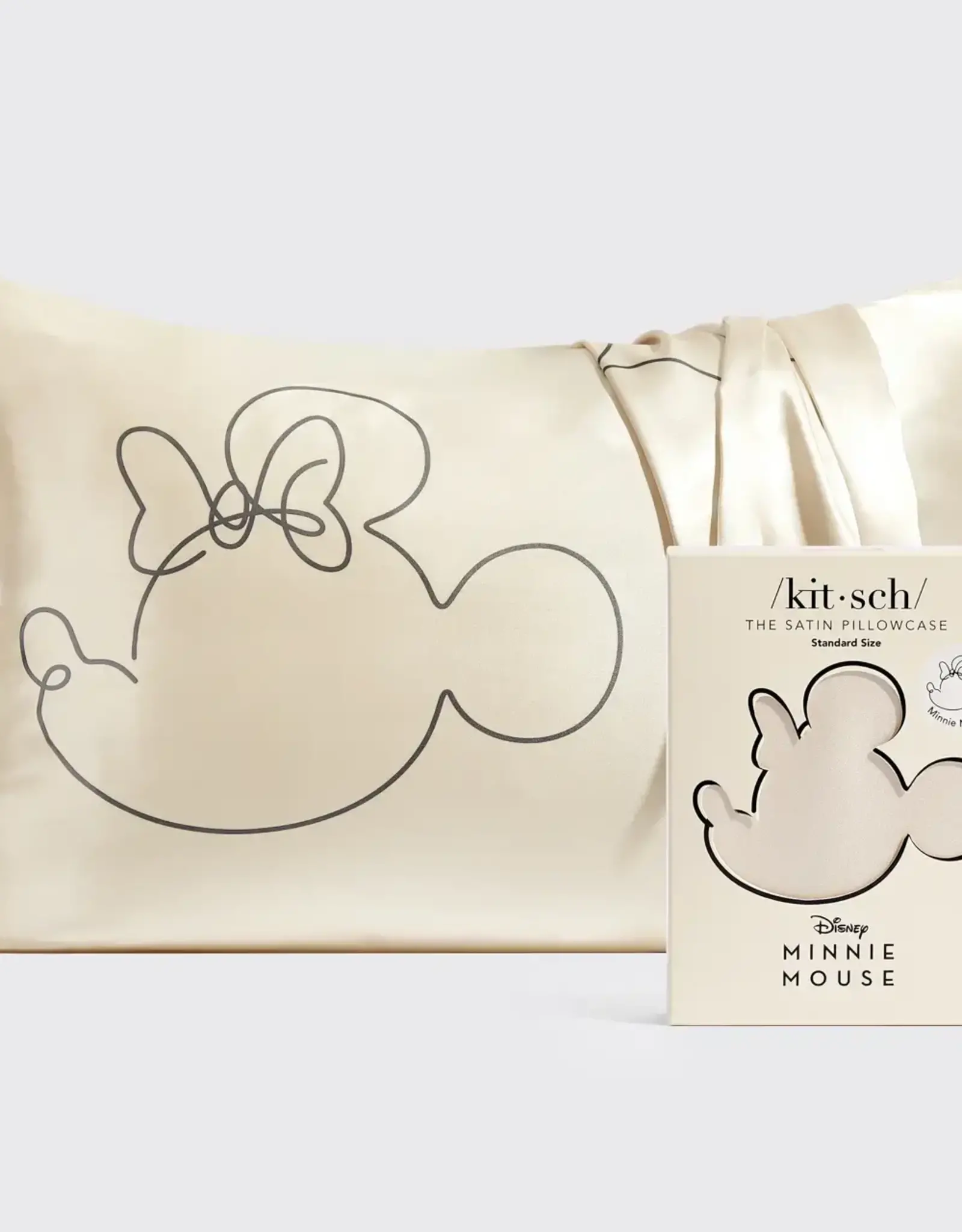 Kitsch & Mickey and Minnie Satin Pillowcase Mrs.Mouse-Cream