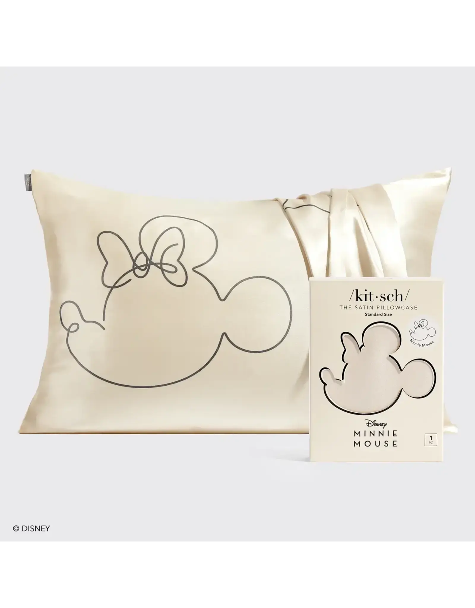 Kitsch & Mickey and Minnie Satin Pillowcase Mrs.Mouse-Cream