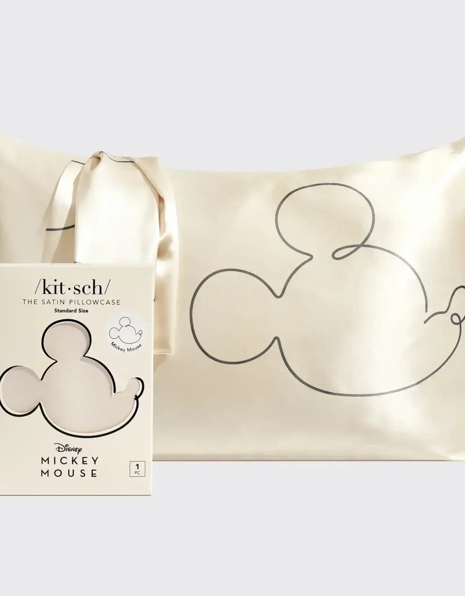 Kitsch & Mickey and Minnie Satin Pillowcase Mr. Mouse -Cream