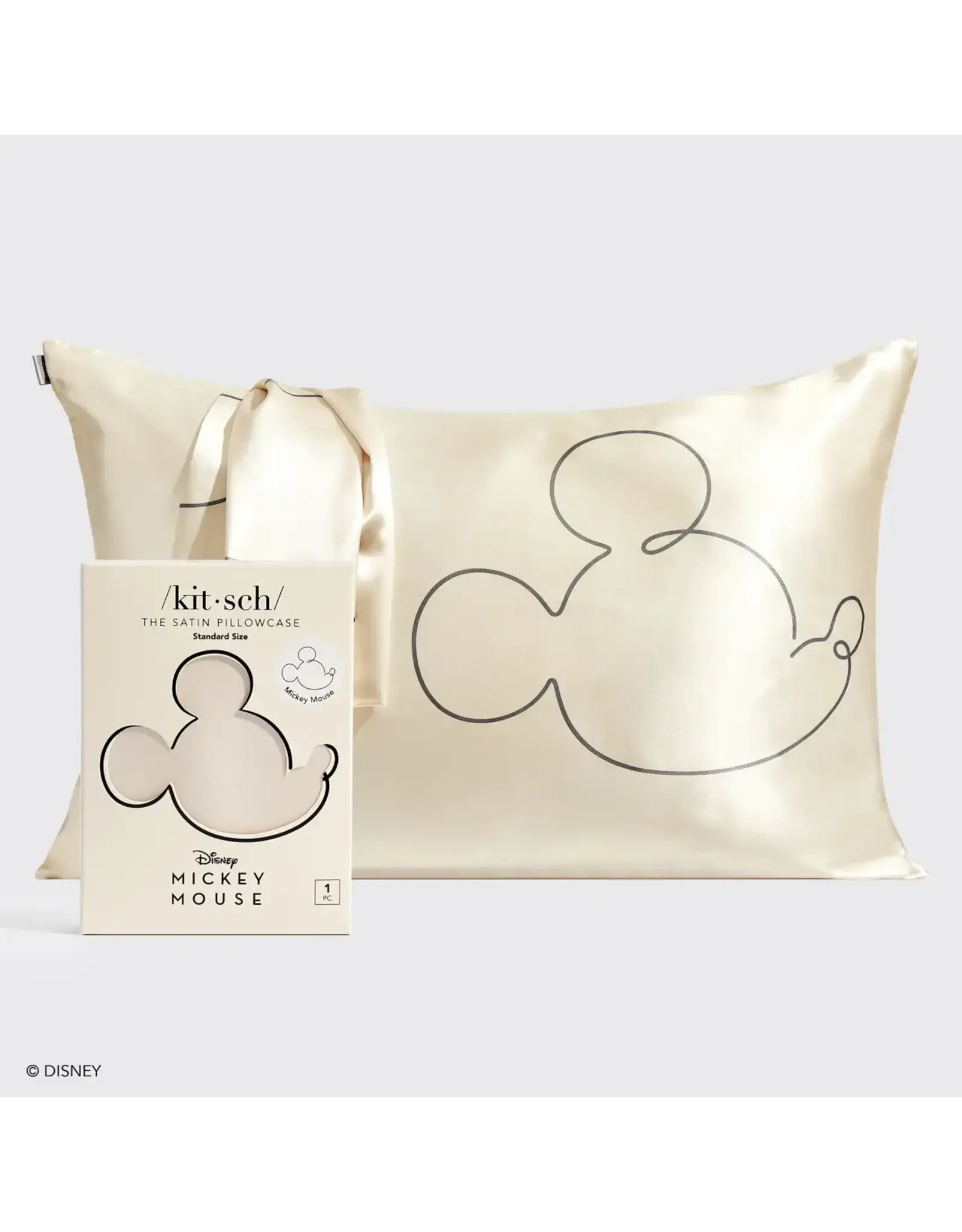 Kitsch & Mickey and Minnie Satin Pillowcase Mr. Mouse -Cream