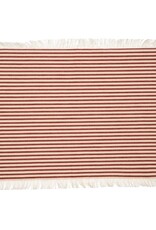 Ticking Fringe Placemats, Red S/4