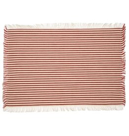 Ticking Fringe Placemats, Red S/4
