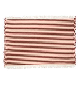 Ticking Fringe Placemats, Red S/4