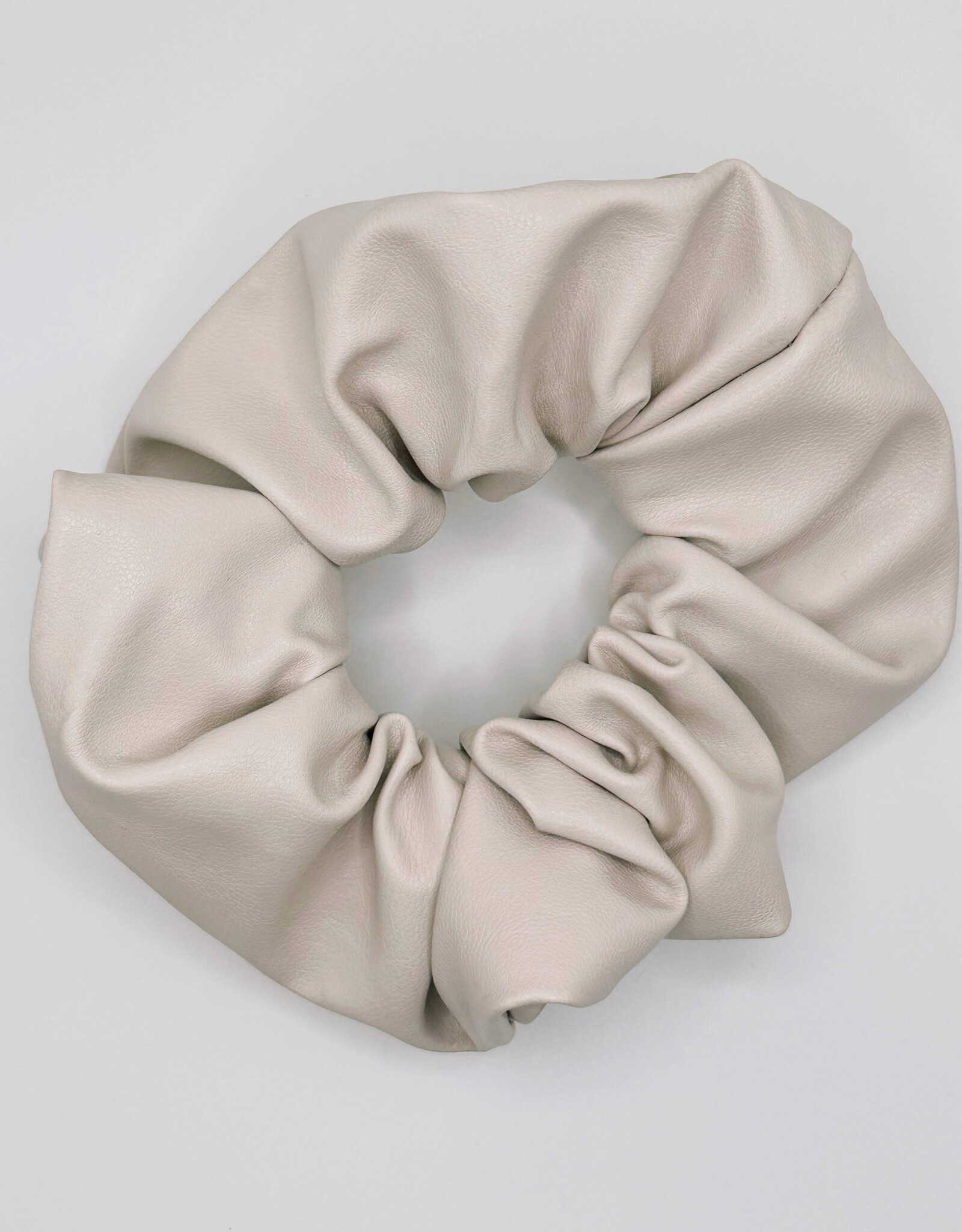 Faux Leather Scrunchie, Oatmilk