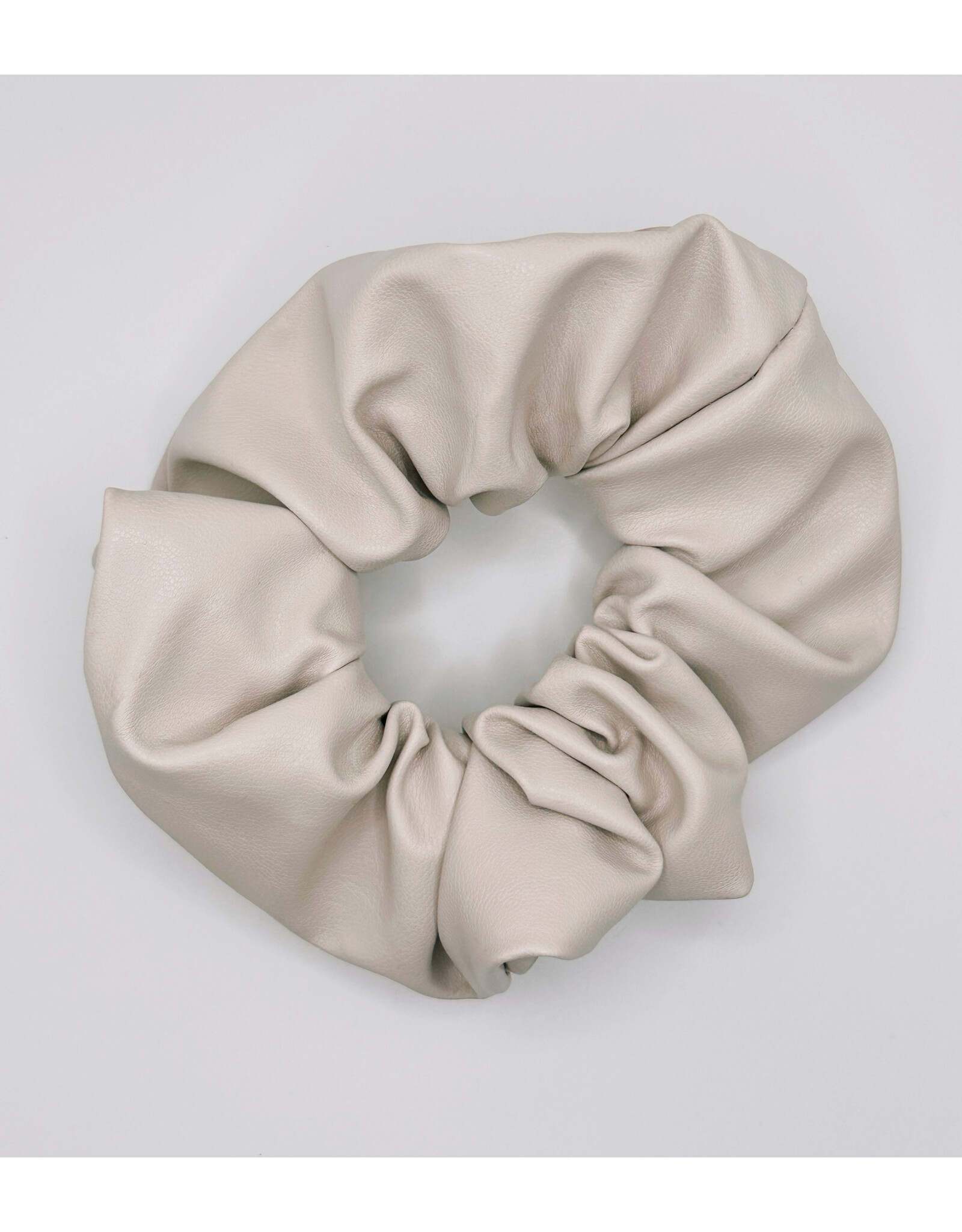 Faux Leather Scrunchie, Oatmilk