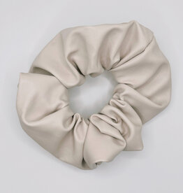 Faux Leather Scrunchie, Oatmilk