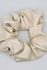 Faux Leather Scrunchie, Vanilla
