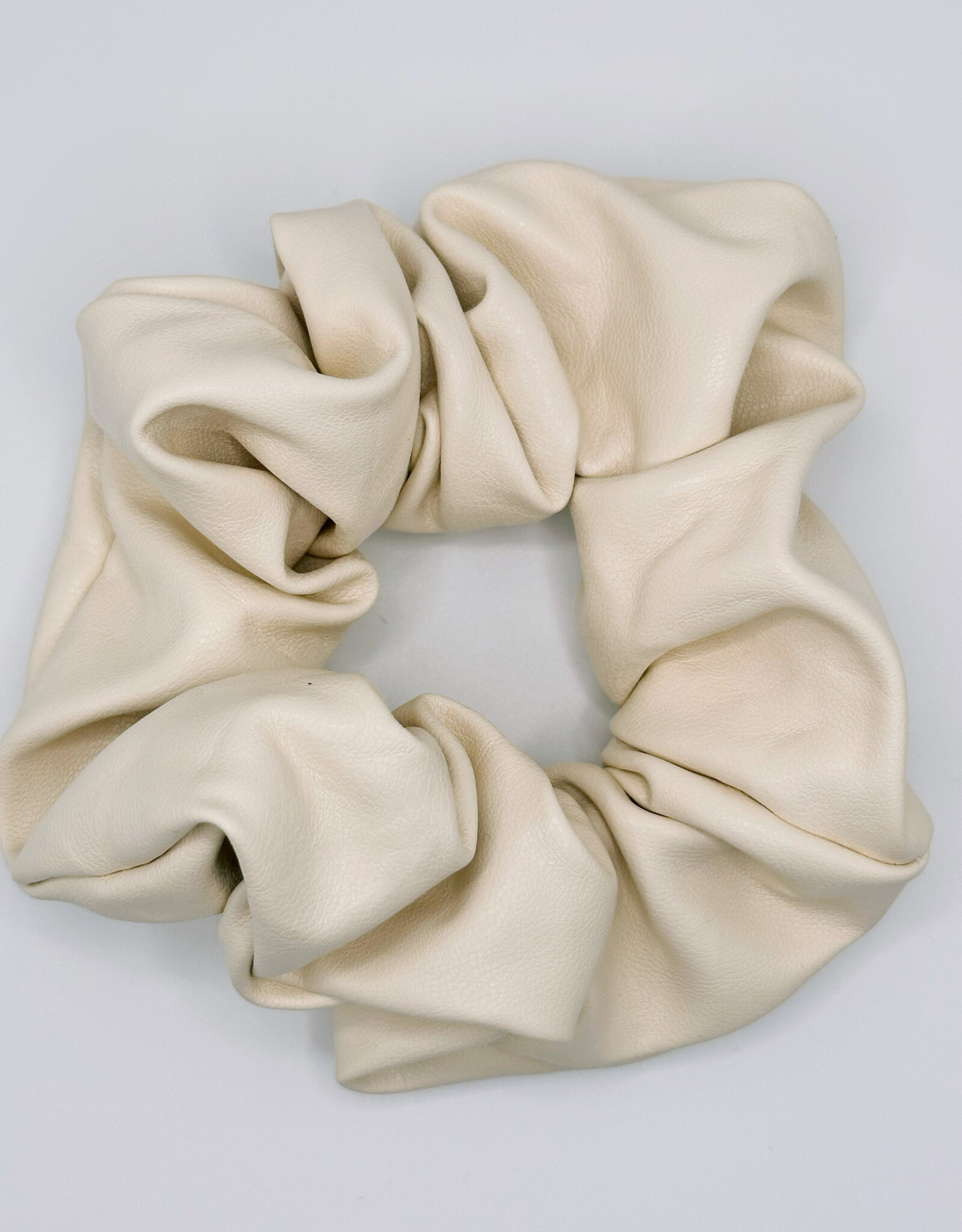 Faux Leather Scrunchie, Vanilla