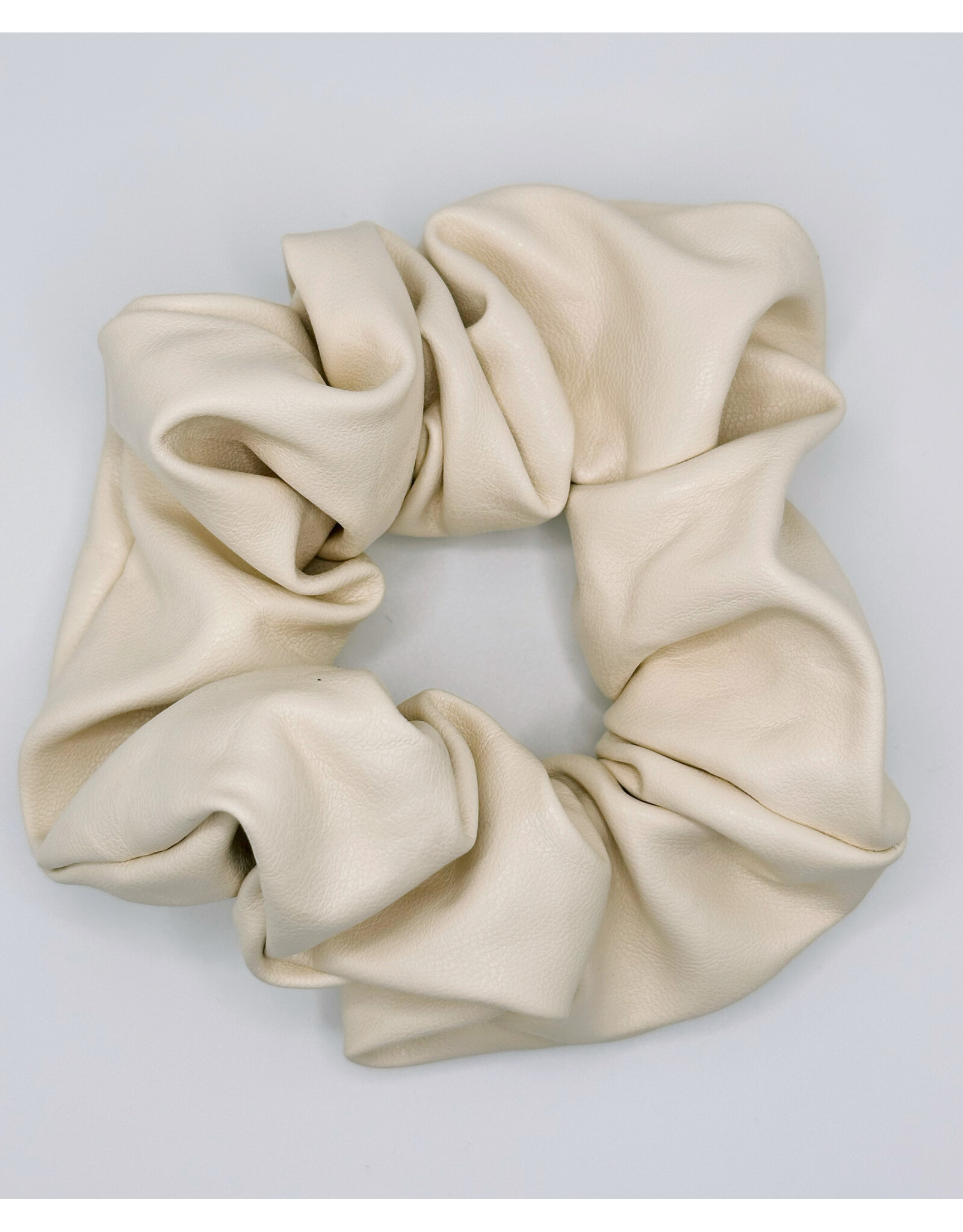 Faux Leather Scrunchie, Vanilla