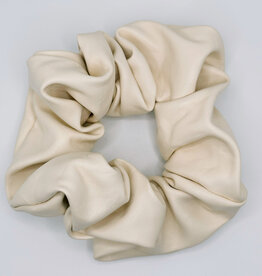 Faux Leather Scrunchie, Vanilla