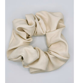 Faux Leather Scrunchie, Vanilla