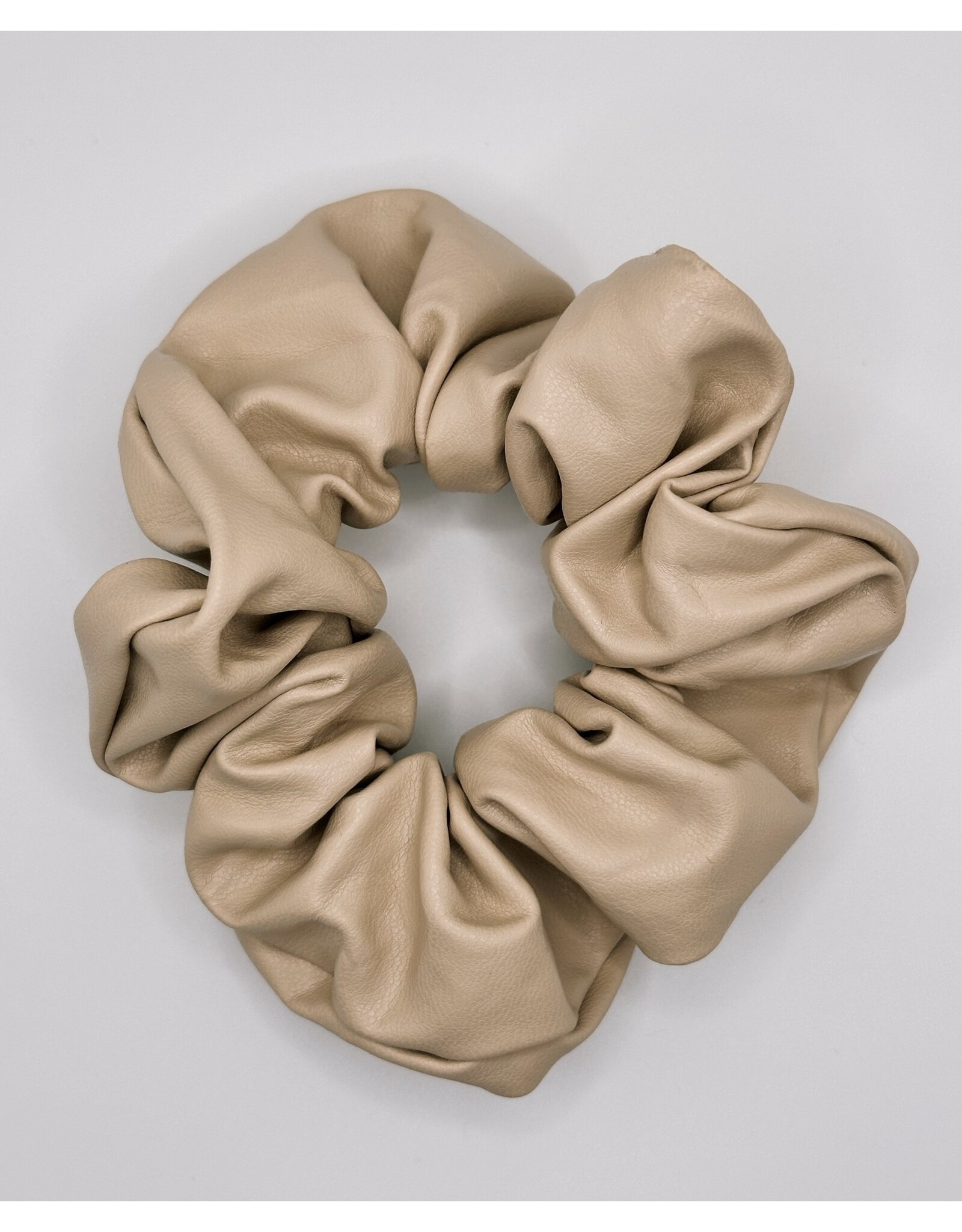 Faux Leather Scrunchie, Vanilla