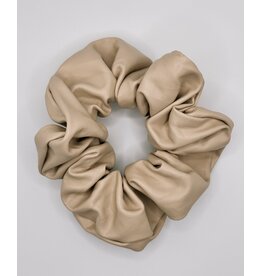 Faux Leather Scrunchie, Vanilla