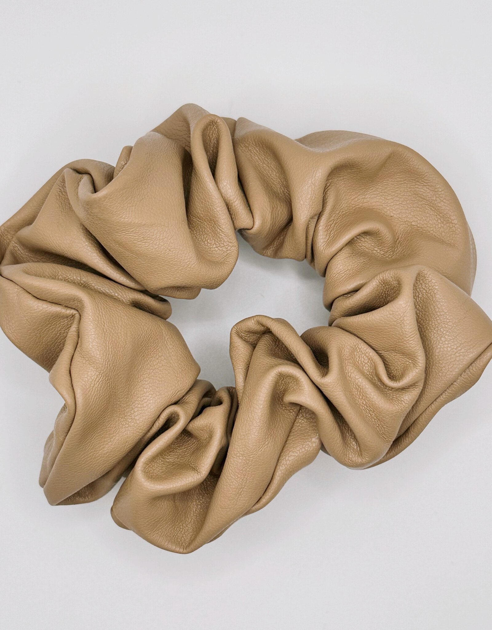 Faux Leather Scrunchie, Latte