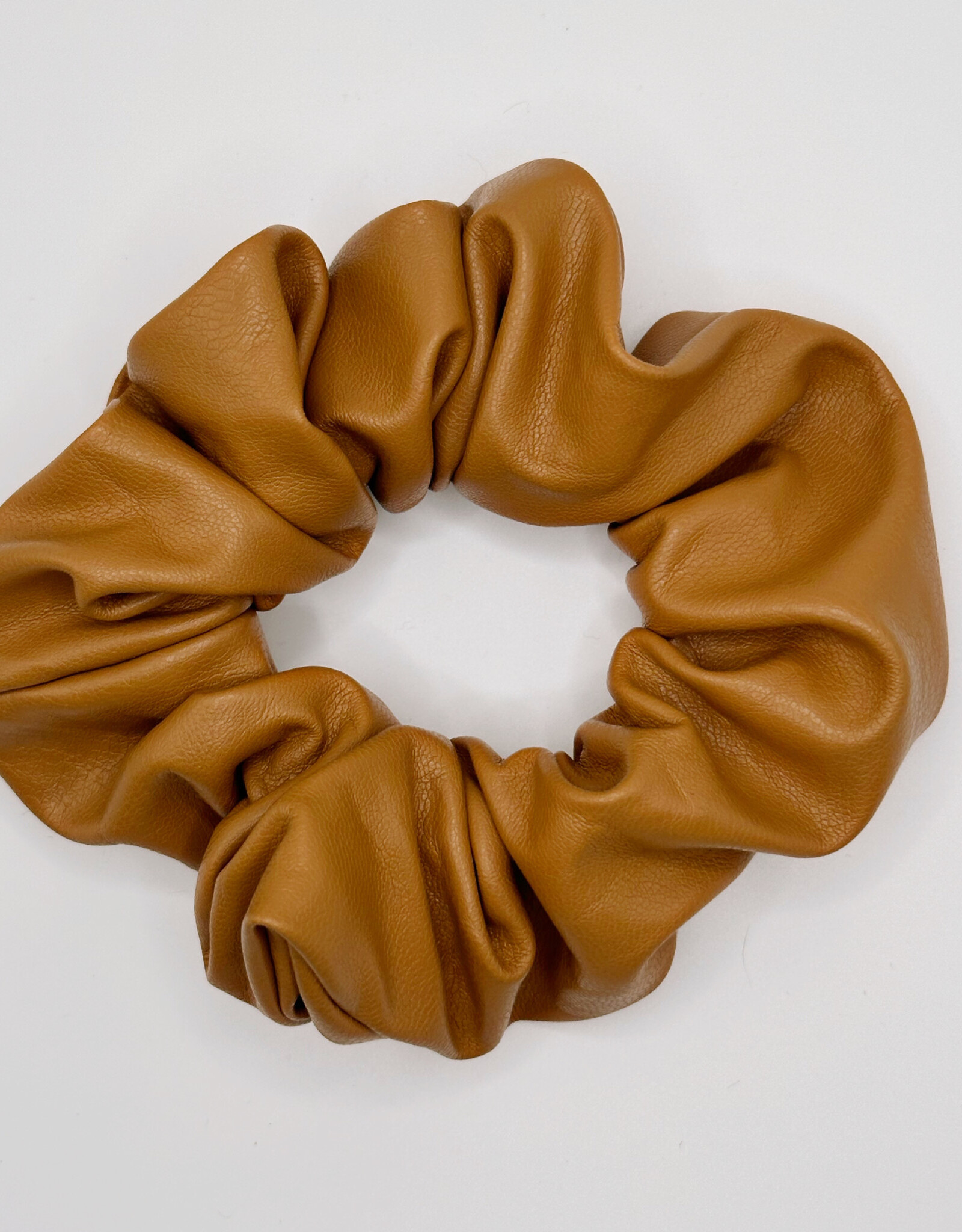 Faux Leather Scrunchie, Caramel