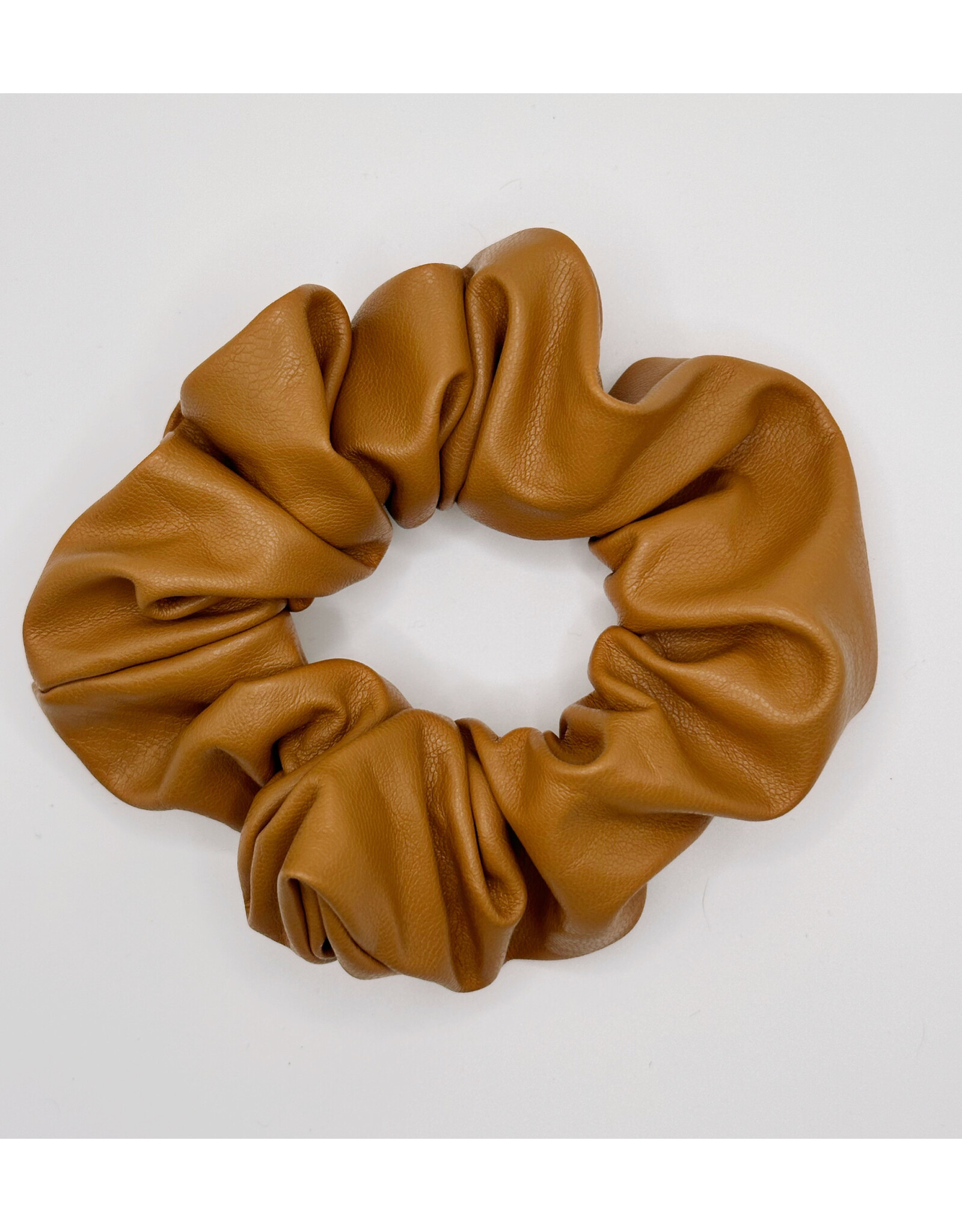Faux Leather Scrunchie, Caramel