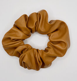 Faux Leather Scrunchie, Caramel