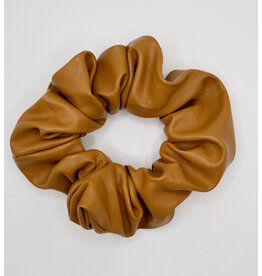 Faux Leather Scrunchie, Caramel