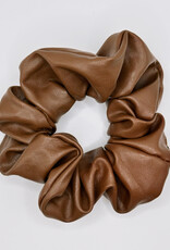 Faux Leather Scrunchie, Chestnut