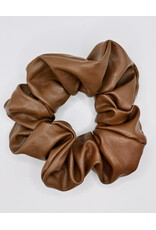 Faux Leather Scrunchie, Chestnut