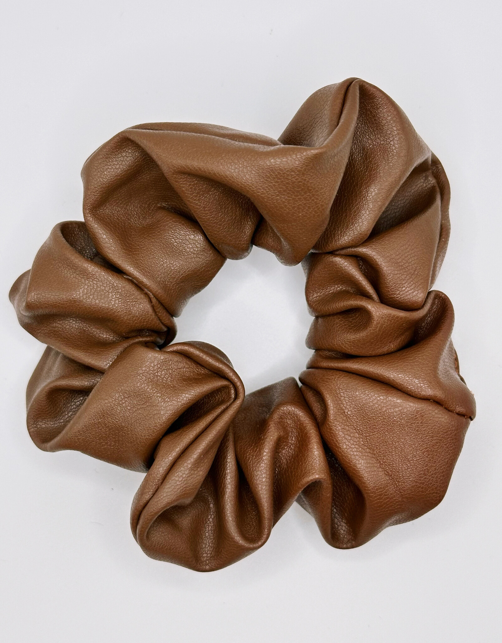 Faux Leather Scrunchie, Chestnut