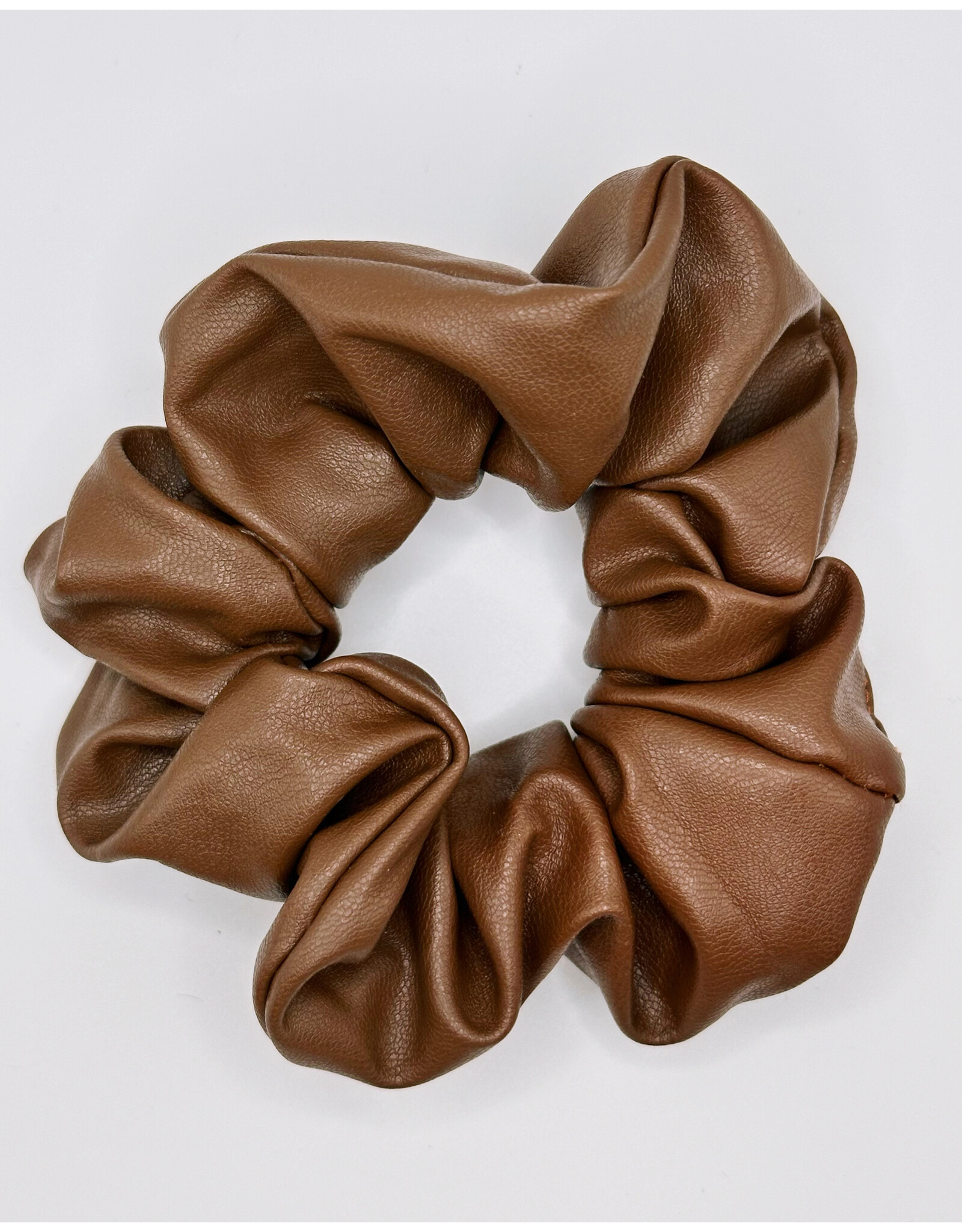 Faux Leather Scrunchie, Chestnut