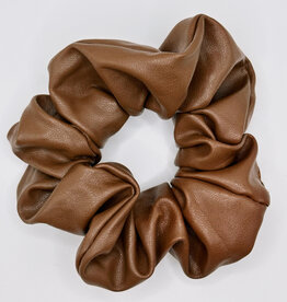 Faux Leather Scrunchie, Chestnut