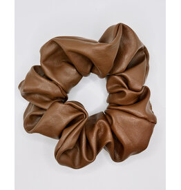 Faux Leather Scrunchie, Chestnut