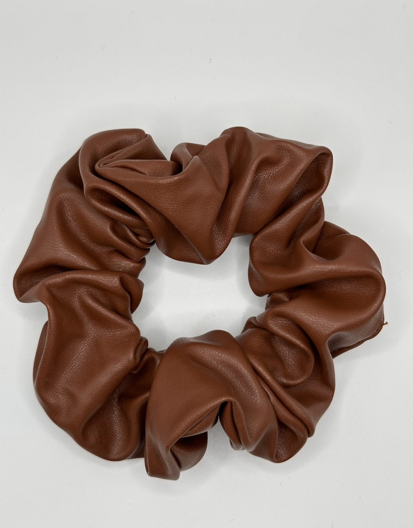 Faux Leather Scrunchie, Gingerbread