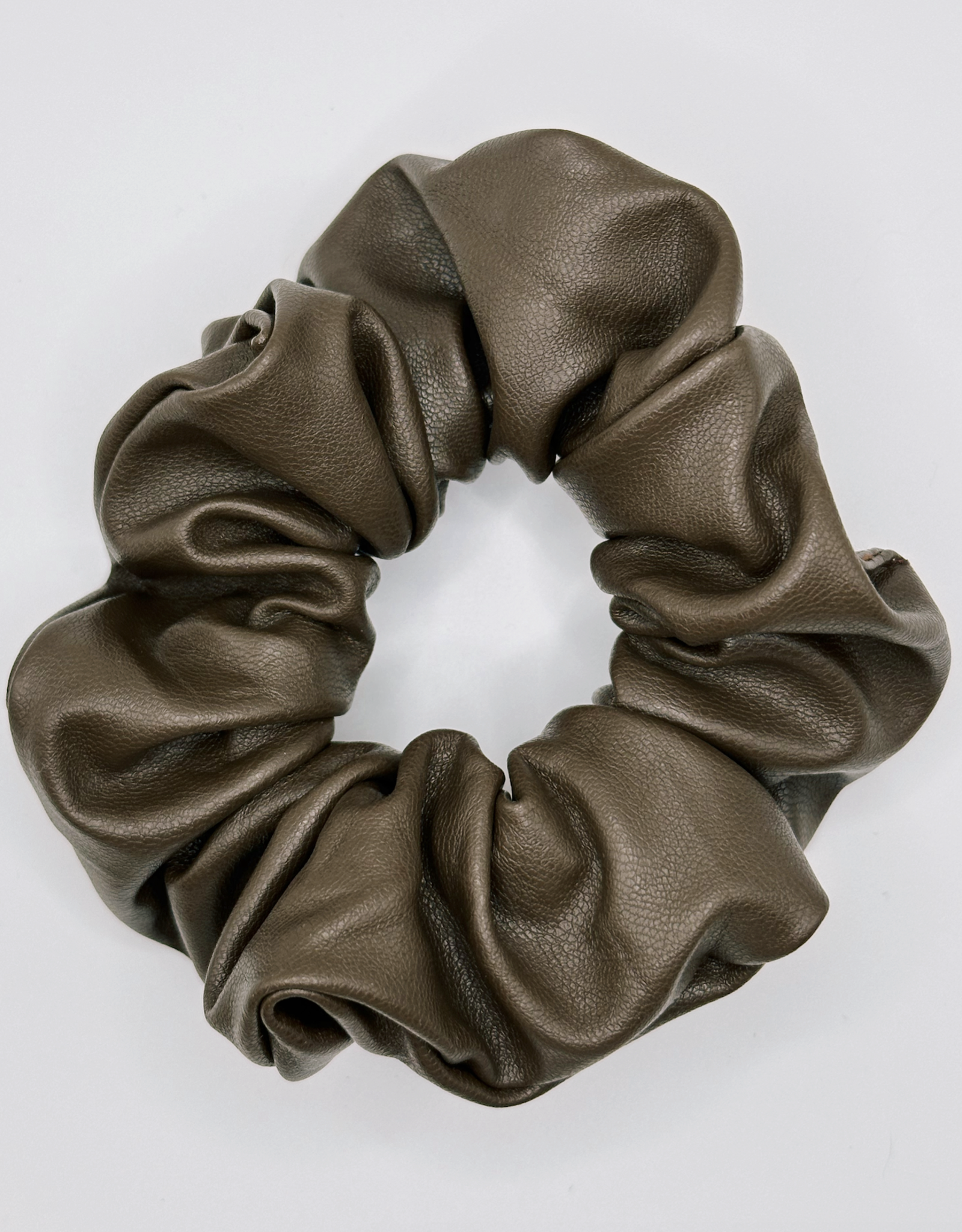 Faux Leather Scrunchie, Espresso
