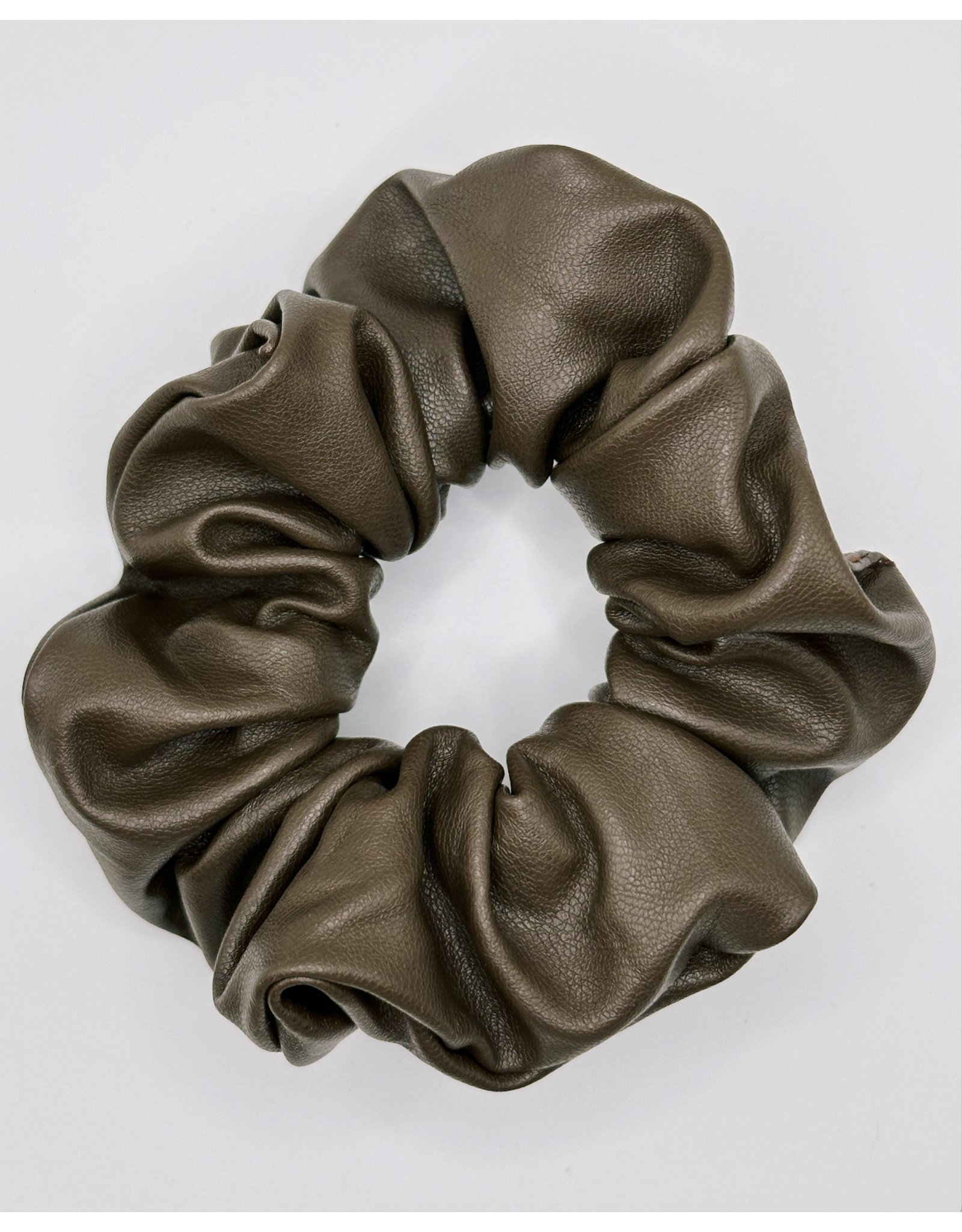 Faux Leather Scrunchie, Espresso