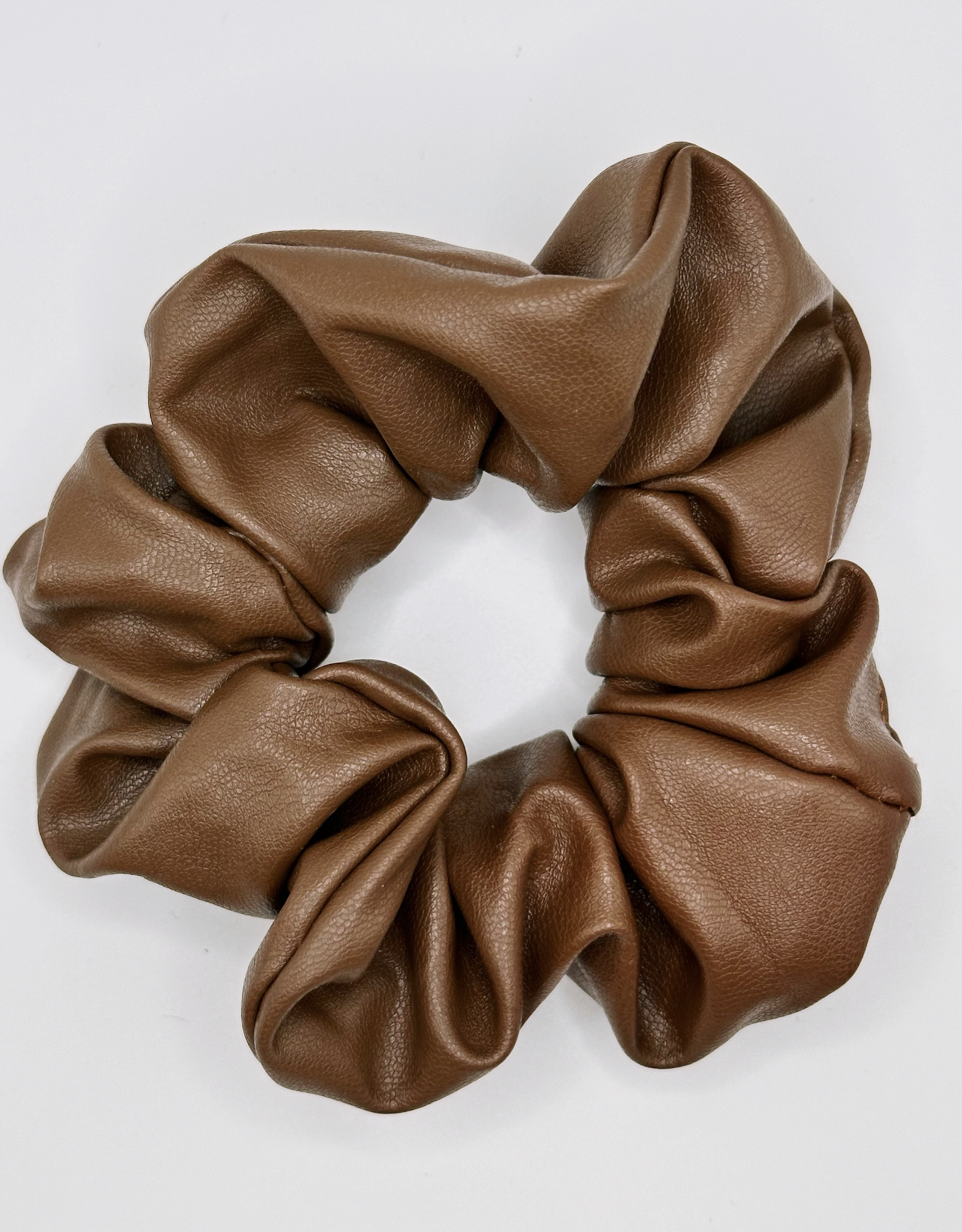 Faux Leather Scrunchie, Truffle