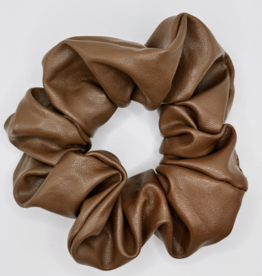 Faux Leather Scrunchie, Truffle