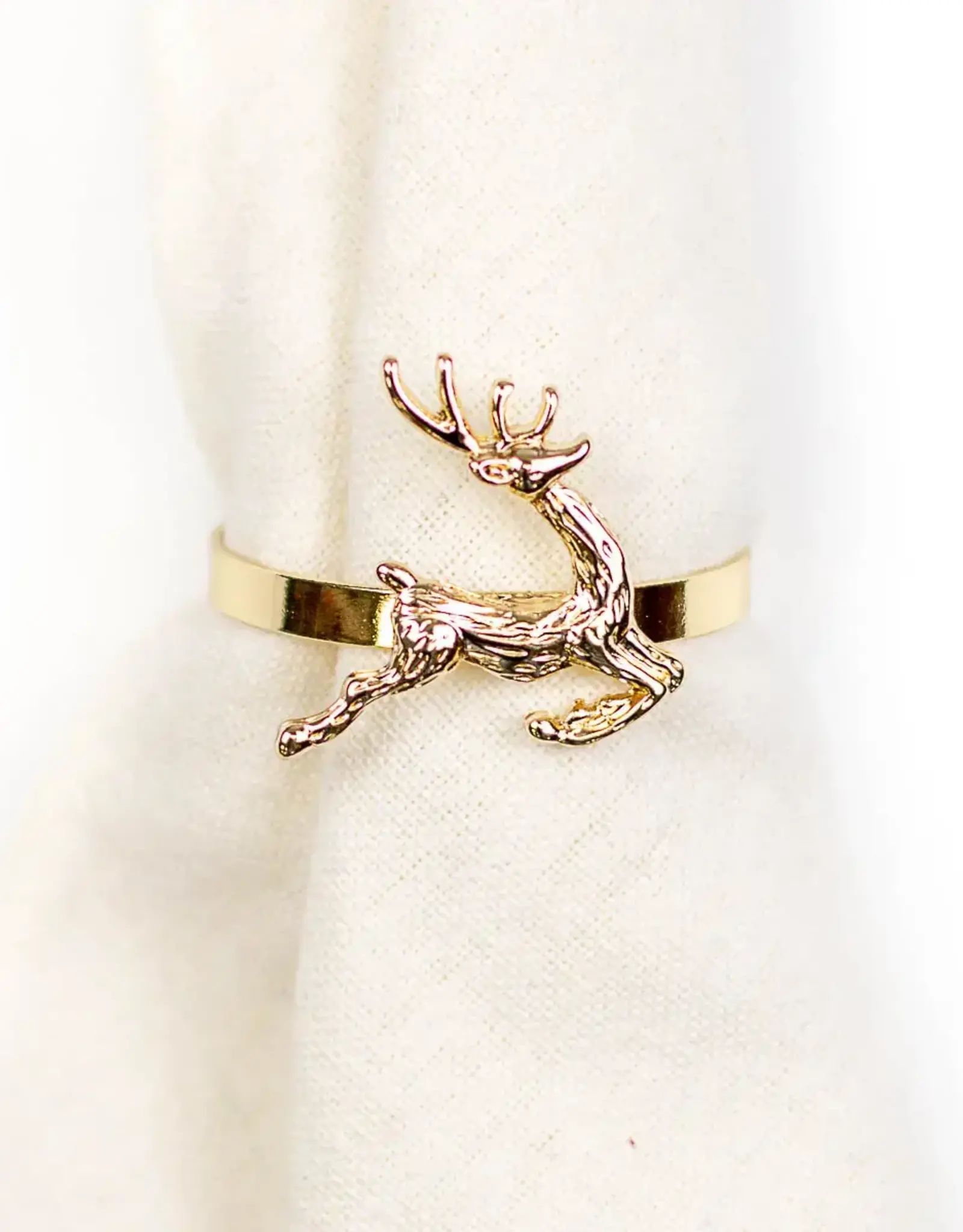 Leaping Deer Napkin Ring Gold 2"