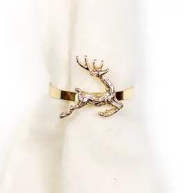 Leaping Deer Napkin Ring Gold 2"