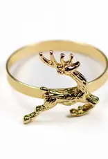 Leaping Deer Napkin Ring Gold 2"