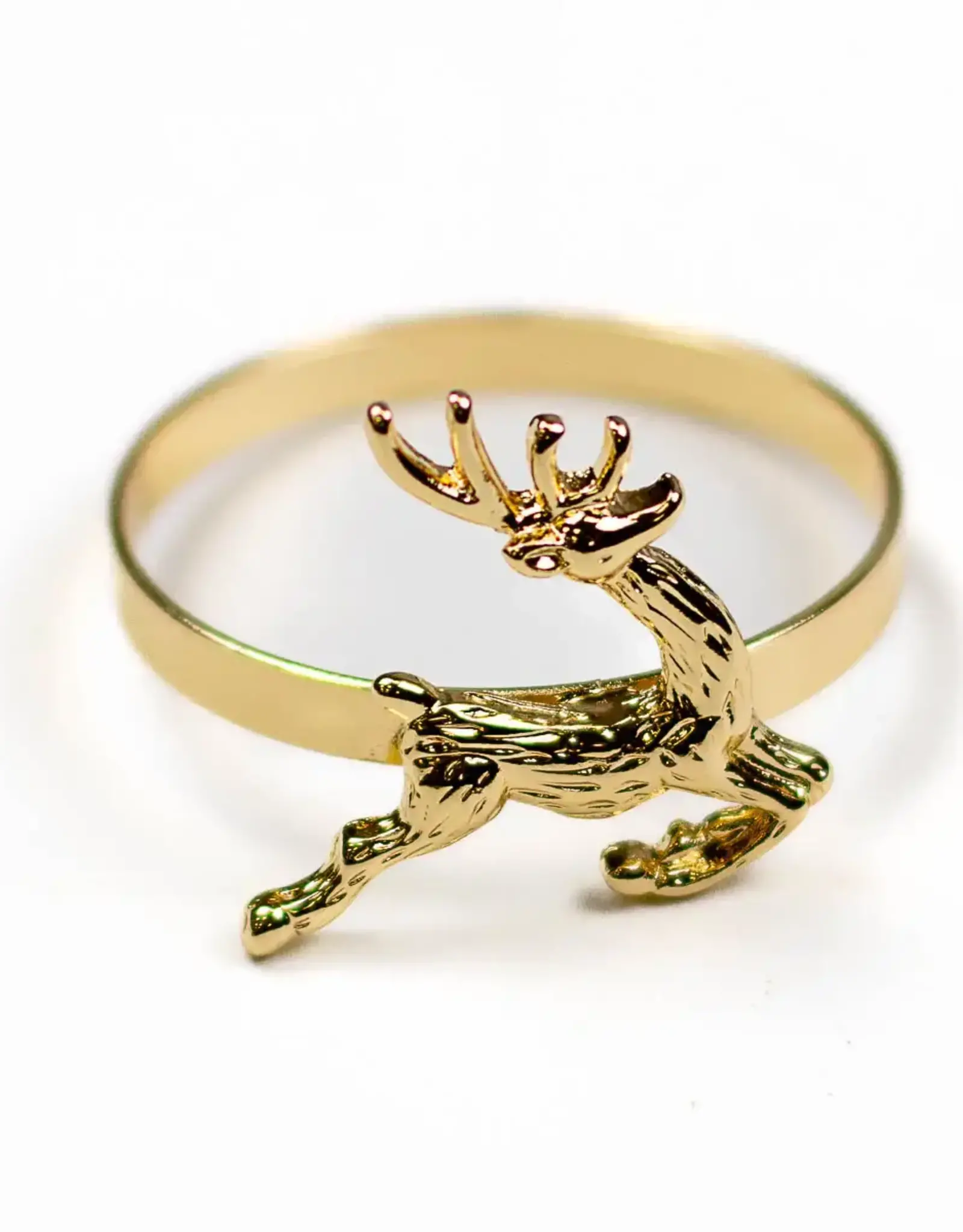 Leaping Deer Napkin Ring Gold 2"