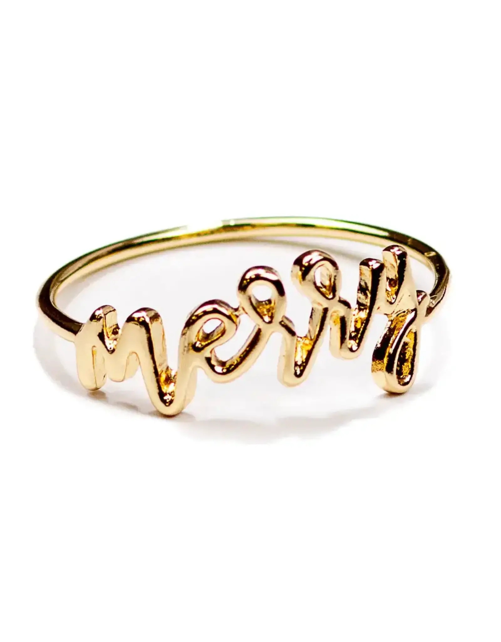 Merry Napkin Ring Gold 2"