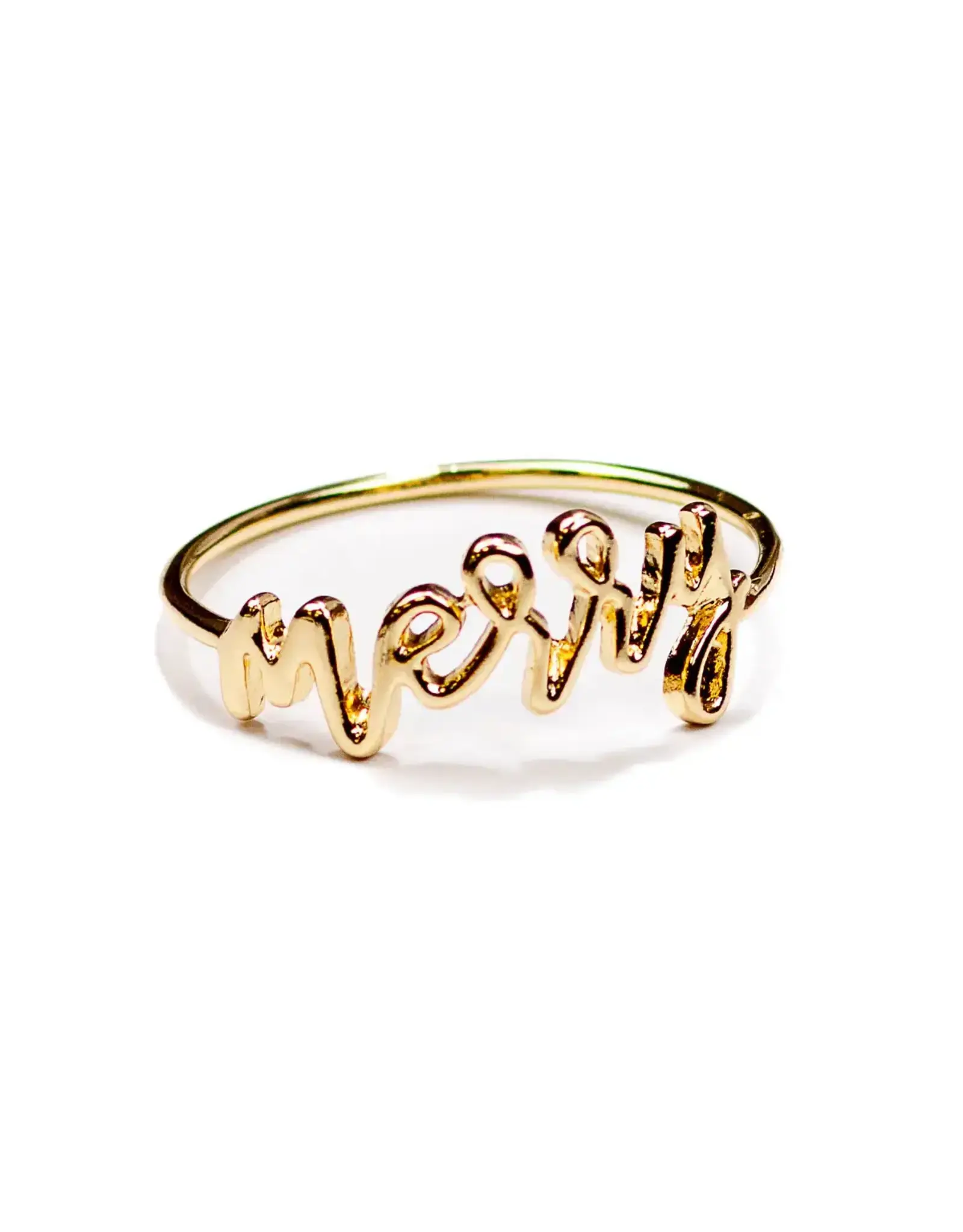 Merry Napkin Ring Gold 2"