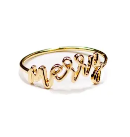 Merry Napkin Ring Gold 2"