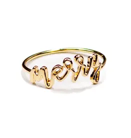 Merry Napkin Ring Gold 2"